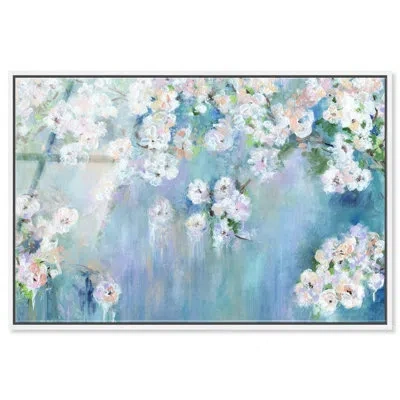 Art Remedy Beautiful Blossoms Framed Acrylic Floral & Botanical Oversized Print By , White Frame, 66  In Blue