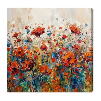 Art Remedy "beautiful Garden Bloom" Giclee Floral And Botanical Canvas Art In Orange