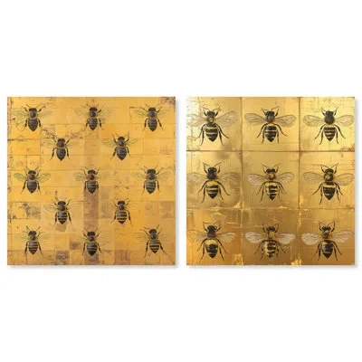 Art Remedy Bees Golden Set Canvas Set Of 2 Wall Decor Sets By  In Wrapped Canvas