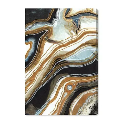 Art Remedy "black And Gold I" Giclee Abstract Canvas Art In Brown