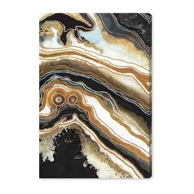 Art Remedy "black And Gold Ii" Giclee Abstract Canvas Art In Brown
