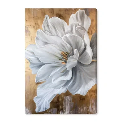 Art Remedy "bloom White Petals" Giclee Floral And Botanical Canvas Art In Yellow