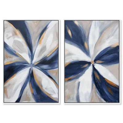 Art Remedy Blue Blossom Set Canvas Set Of 2 Luxe Abstract Sets By  In Wrapped Canvas