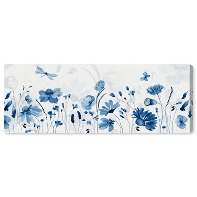 Art Remedy Blue Floral Wide Spring Panoramic Canvas Wall Art By  In Wrapped Canvas