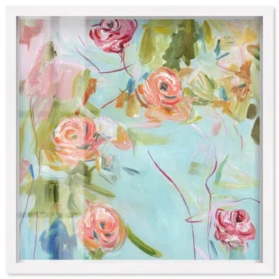 Art Remedy Blush In The Air - Ira Colmeva Shadowbox Abstract Oversized Print By , White Frame, 48 X 4 In Multi