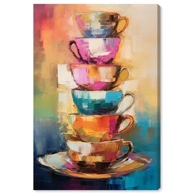 Art Remedy Bright Teacups Ii Canvas Drinks And Spirits Wall Art By  In Wrapped Canvas