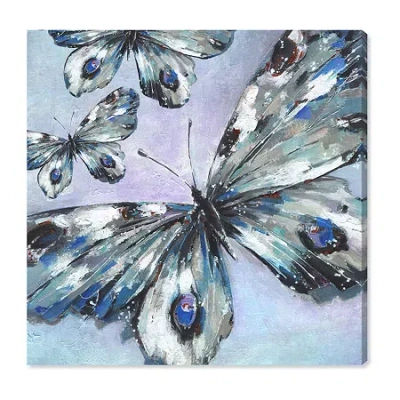 Art Remedy "butterfly Trio" Giclee Animals Canvas Art In Gray