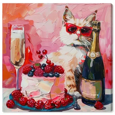 Art Remedy Cat Cake Party Canvas Trendy Kitchen Art By  In Wrapped Canvas