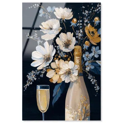 Art Remedy Champagne Blossom Navy Kitchen Decor Acrylic Print By  In Blue