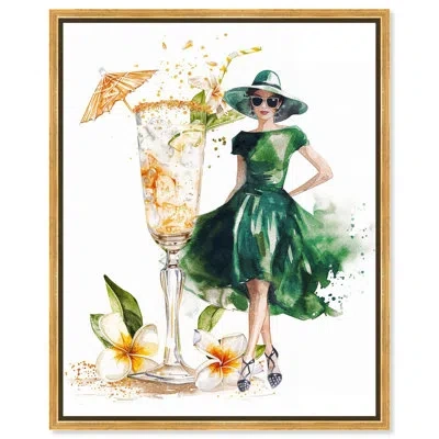 Art Remedy Cocktail Gal Canvas Fashion Wall Art By  In Gold Floater Framed