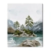 Art Remedy "cold Winter Lake" Giclee Nature And Landscape Canvas Art In Green