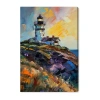 Art Remedy "colorful Lighthouse" Giclee Nautical And Coastal Canvas Art In Blue