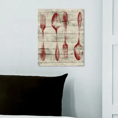 Art Remedy Cooking And Chef Silverware Spoons - Graphic Art Print On Canvas In Wrapped Canvas