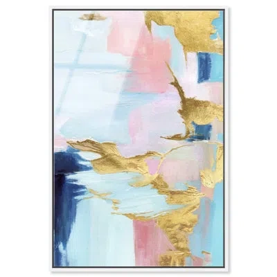 Art Remedy Cotton Gold Skies I- Ira Colmeva Framed Acrylic Abstract Oversized Print By , White Frame, In Multi