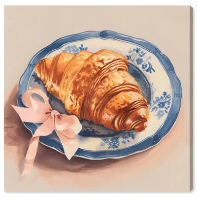 Art Remedy Croissant Bow Canvas Trendy Kitchen Art By  In Wrapped Canvas