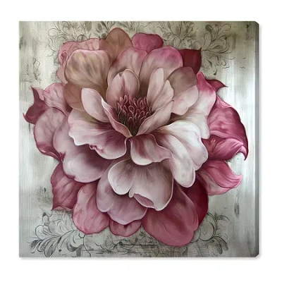 Art Remedy "darla" Giclee Floral And Botanical Canvas Art In Pink