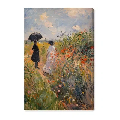 Art Remedy "dawn Floral Mist Panoramic" Giclee Classic And Figurative Canvas Art In Green