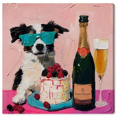 Art Remedy Dog And Berry Cake Canvas Trendy Kitchen Art By  In Wrapped Canvas