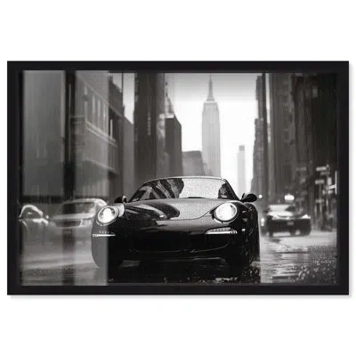 Art Remedy Driving In The Rain Nyc Shadowbox Print Elegant Photography By  In Black