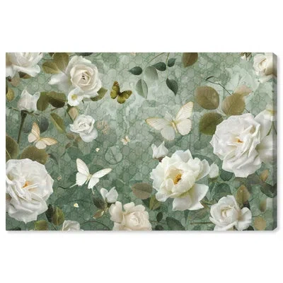 Art Remedy Elegant Glam Art Canvas, Frame, Sage Green Floral In Bloom In Does Not Apply,wrapped Canvas