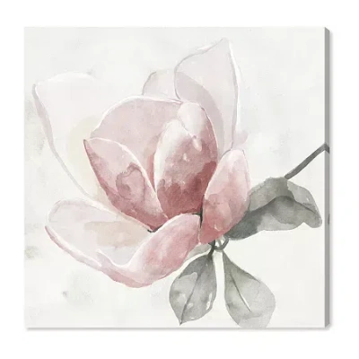 Art Remedy "faded Blush Rose" Giclee Floral And Botanical Canvas Art In Pink