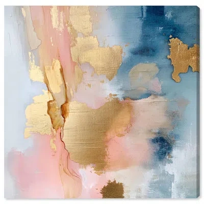 Art Remedy Flecks Of Gold Canvas Spring Abstracts By  In Framed Wrapped Canvas,does Not Apply