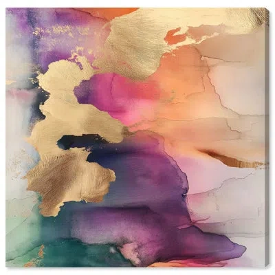 Art Remedy Foil Gold Dreamscape Canvas Spring Abstracts By  In Framed Wrapped Canvas,does Not Apply
