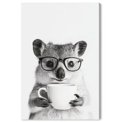 Art Remedy Funny Bathroom Art Canvas Koala With Glasses And A Cup In Wrapped Canvas