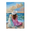 Art Remedy "girl And Her Best Friend" Giclee Animals Canvas Art In Blue