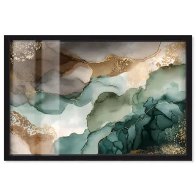 Art Remedy Golden Estuary I Shadowbox Print Abstract Wall Art By  In Black