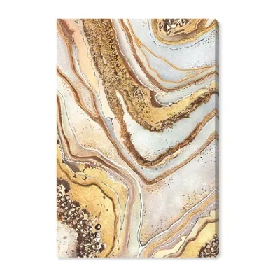 Art Remedy "golden Lines" Giclee Abstract Canvas Art In Yellow