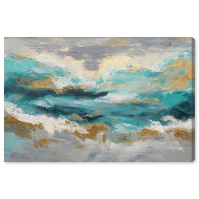 Art Remedy Golden Tides Canvas Print Blue And Gold Wall Art By , Gallery Wrapped, 15 X 10 In Multi