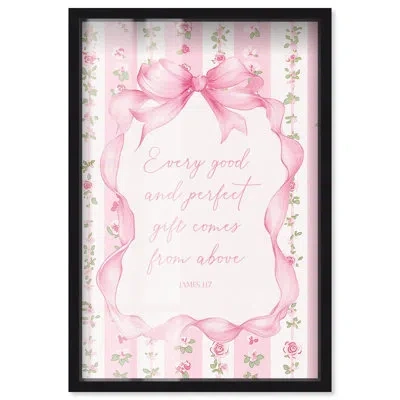 Art Remedy Good And Perfect Gift Bow Shadowbox Print Pink Wall Art By  In Black