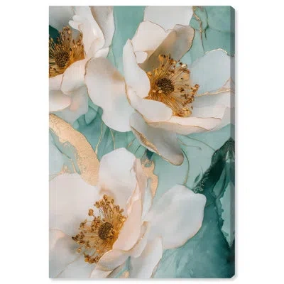 Art Remedy Haloed In Gold Canvas Pastel Floral Art By  In Wrapped Canvas