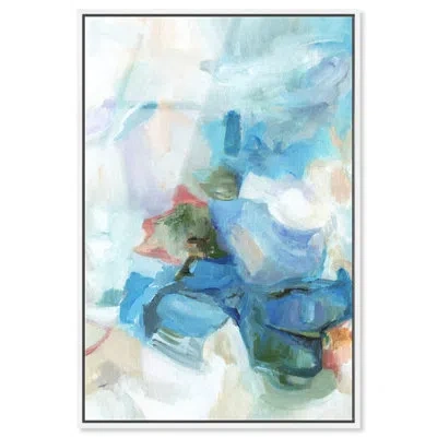 Art Remedy Heavenly Stream I - Ira Colmeva Framed Acrylic Abstract Oversized Print By , White Frame,  In Blue