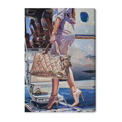 Art Remedy "her Private Jet" Giclee Abstract Canvas Art In Black