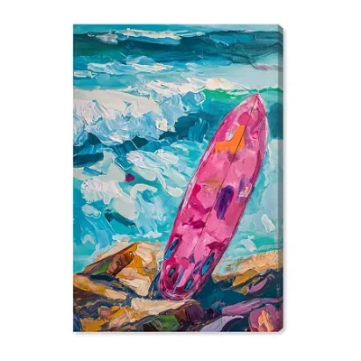 Art Remedy "just A Little Break Wave" Giclee Sports And Teams Canvas Art In Pink