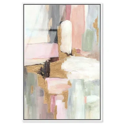Art Remedy Layered Forms - Ira Colmeva Framed Acrylic Abstract Oversized Print By , White Frame, 44 X In Pink