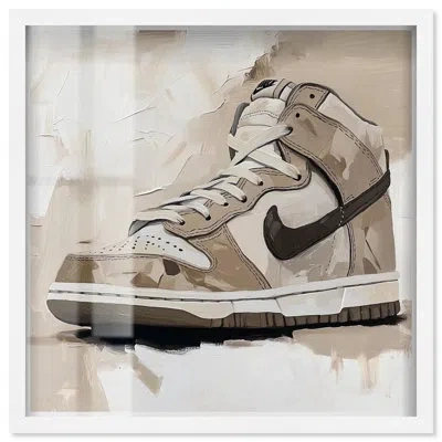Art Remedy Light Tans Sneaker Shadowbox Print Sneaker Wall Art By  In White