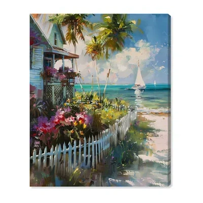 Art Remedy "local Beach House" Giclee Nautical And Coastal Canvas Art In Blue