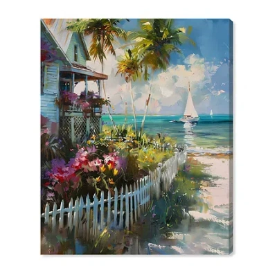 Art Remedy "local Beach House" Giclee Nautical And Coastal Canvas Art In Blue