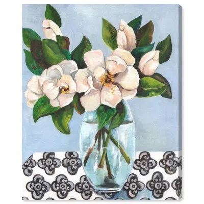 Art Remedy Magnolias And Tablecloth Canvas Maximalist Flower Art By  In Wrapped Canvas