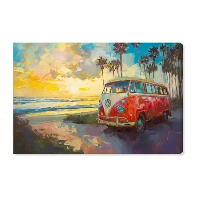 Art Remedy "memories At The Beach" Giclee Entertainment And Hobbies Canvas Art In Red