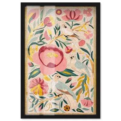 Art Remedy Messengers Of Peace I Floral Art Shadowbox Print By  In Black
