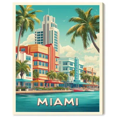 Art Remedy Miami Deco I Canvas Print Retro Summer Decor By  In Gallery Wrapped