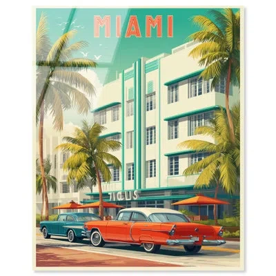 Art Remedy Miami Deco Ii Acrylic Print Retro Summer Decor By  In Blue