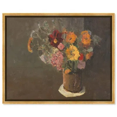 Art Remedy Michaelmas Daisies In A Pot Tankard Canvas Vintage Art By  In Black Framed