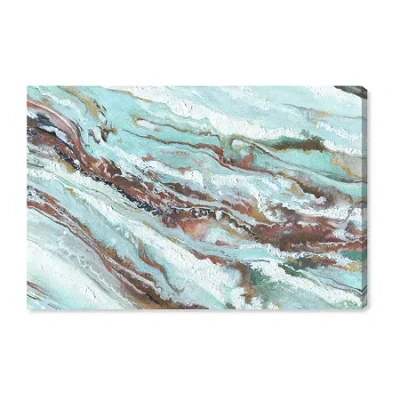 Art Remedy "mint Waves" Giclee Abstract Canvas Art In White