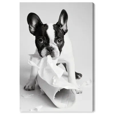 Art Remedy Mischief Frenchie Paper Towels Canvas Funny Bathroom Art By  In Wrapped Canvas