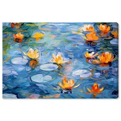 Art Remedy Monet Style Lilipads Canvas Glam Livingroom Wall Art By  In Wrapped Canvas